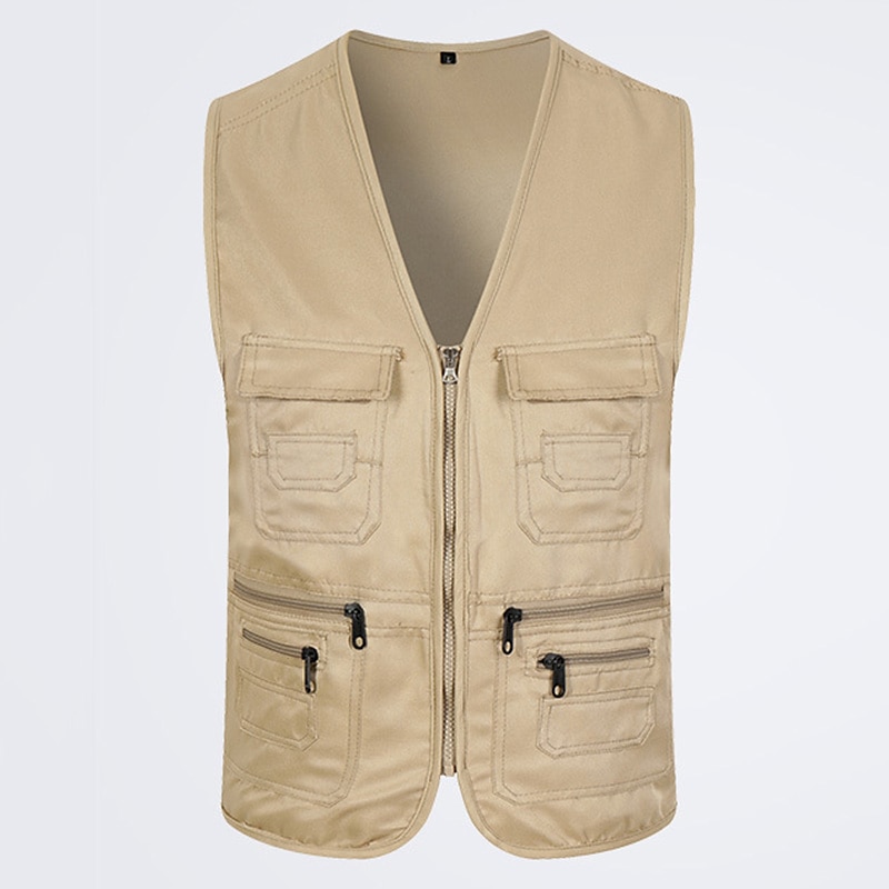Men's Fishing Vest Military Tactical Vest Hiking Vest Sleeveless V Neck Vest / Gilet Jacket Top Outdoor Breathable Quick Dry Lightweight Multi Pockets Cotton Polyester Dark Grey Black Army Green 2025 - $17.49 –P6