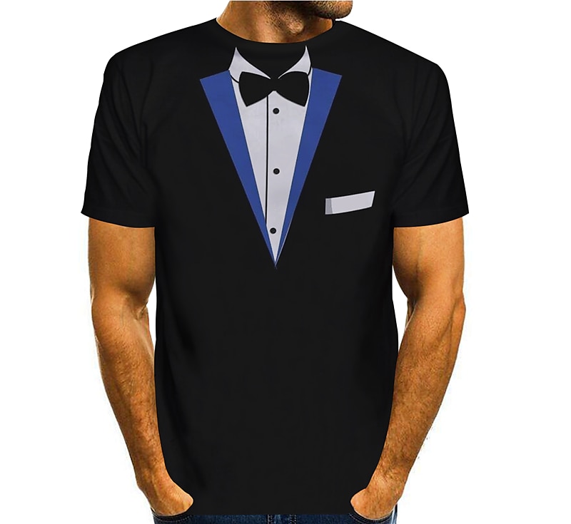 Men's Graphic Tee Tuxedo Shirts Short Sleeve T shirt 3D Print Round Neck Shirt Exaggerated Basic Daily Black White Yellow Clothing Apparel Normal S M L XL XXL 3XL 4XL 2025 - $17.99 –P6