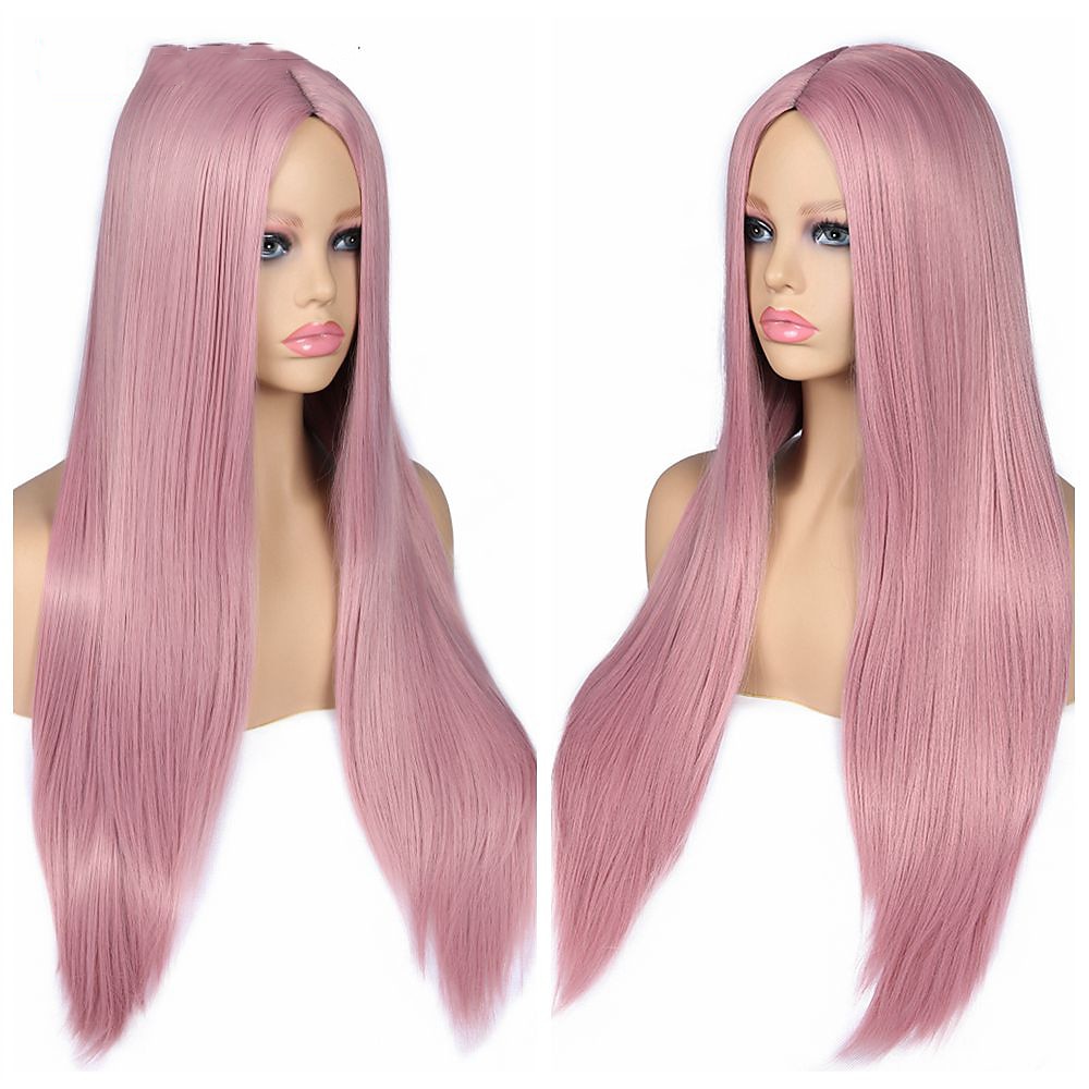 Parrucche blu per donne parrucca sintetica diritta naturale parrucca con parte centrale lunghezza media A15 A16 A17 A18 A19 capelli sintetici parrucche fashion cosplay blu bianche di Halloween del 2025 a $28.99 –P8