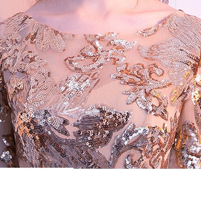 Linia -A Rochie Domnișoară Onoare Bijuterie Manșon Lung Elegant Lungime Podea Satin / Tulle / Paiete cu Eșarfă / Panglică / Pliuri 2022 2025 - $91.99 –P3