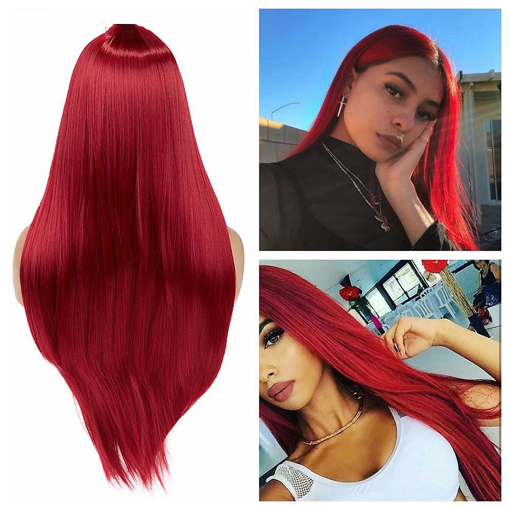 Parrucche blu per donne parrucca sintetica diritta naturale parrucca con parte centrale lunghezza media A15 A16 A17 A18 A19 capelli sintetici parrucche fashion cosplay blu bianche di Halloween del 2025 a $28.99 –P16