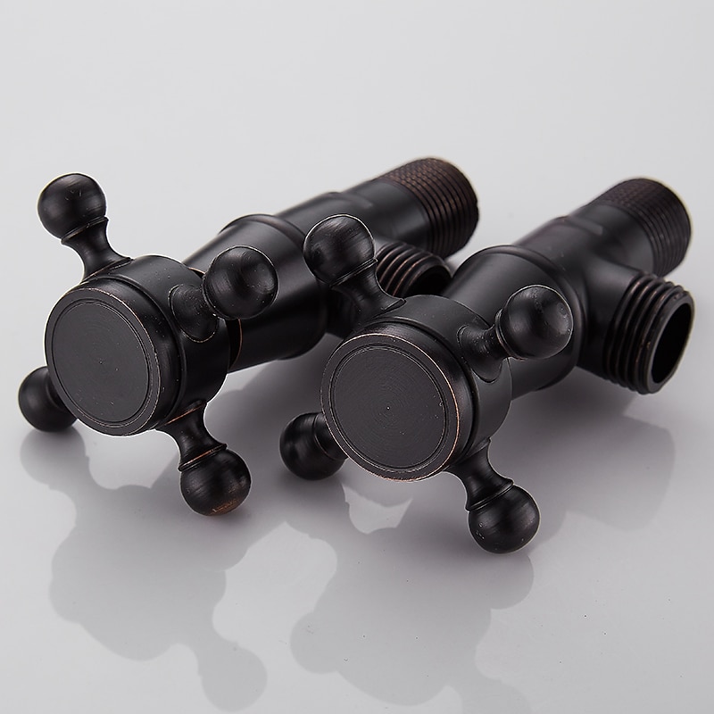 starožitný měděný trojúhelníkový ventil vyřezávaný retro zesílený teplý a studený trojúhelníkový ventil černý rohový ventil odolný proti výbuchu uzavírací ventil vody 1ks 2026 - $30.99 –P10