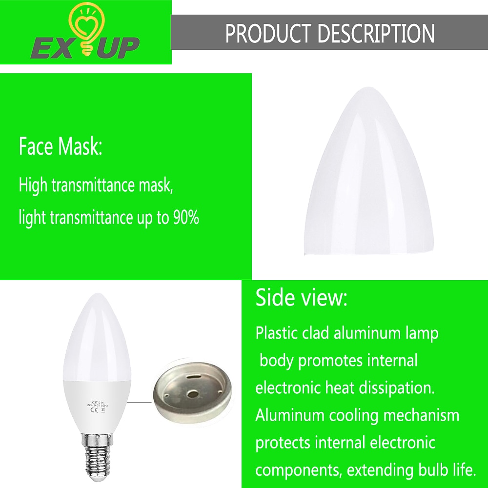 5 шт. 6 W LED лампы в форме свечи 450 lm E14 C37 12 Светодиодные бусины SMD 2835 Тёплый белый Холодный белый 220-240 V / RoHs / CE 2026 - $24.99 –P3