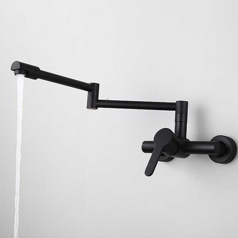 Torneira misturadora de pia de cozinha montada na parede, torneira de enchimento de panela dobrável, torneiras dobráveis de dois furos de alça única, acabamento galvanizado/pintado pull-out/pull-down/enchimento de panela montado na parede/latão de 2025 por $202.49 –P19