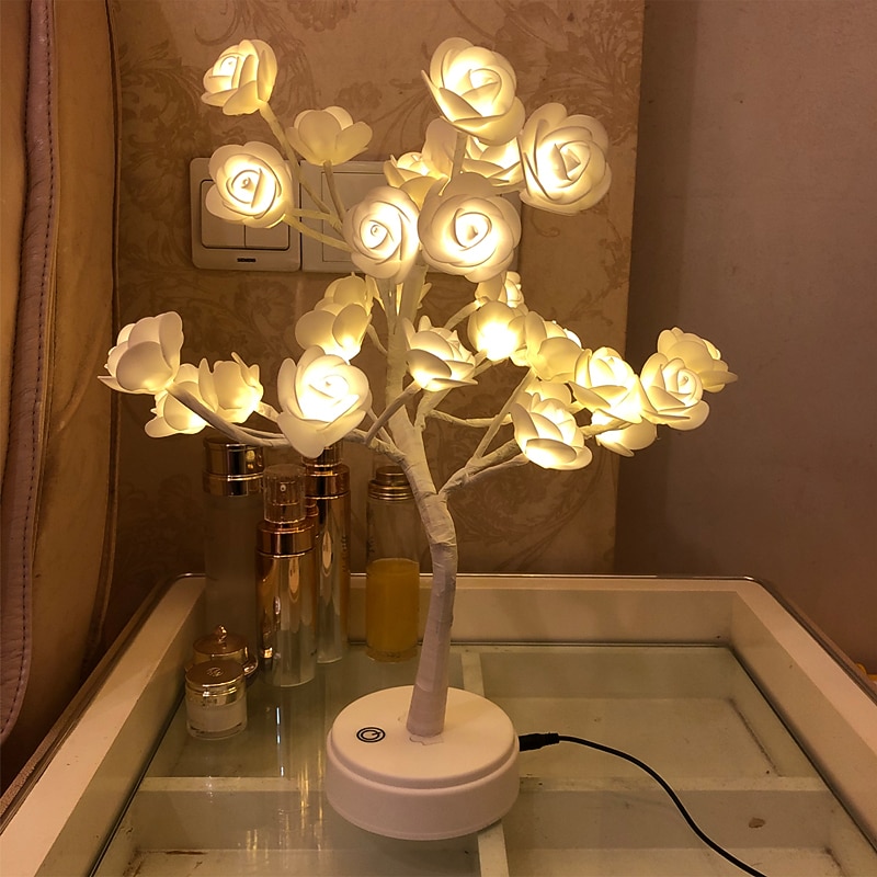 róża kwiat lampa led lampka nocna róża drzewo ślub urodziny walentynki nowy rok 1 zestaw 2026 - $25.99 –P5