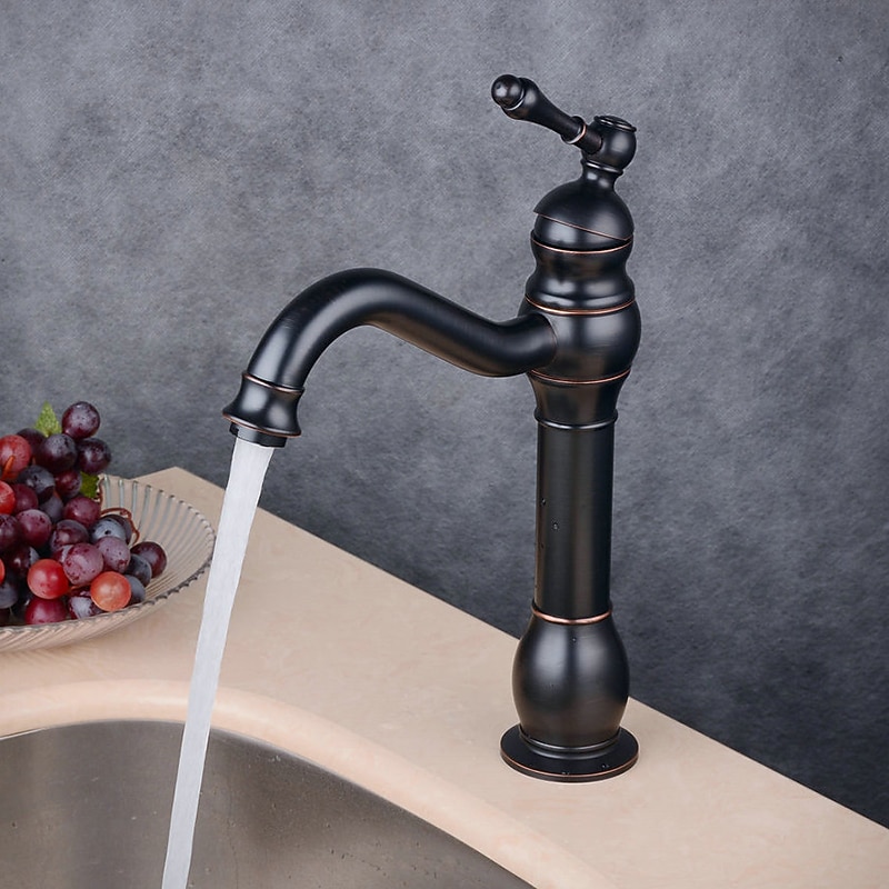 Bathroom Sink Mixer Faucet Deck Mounted, 360 Swivel Washroom Basin Taps Single Handle Rose One Hole Electroplated Faucet with Hot and Cold Water Gold/Black/Brushed Gold/Brass/Rustic Nickel 2025 - $97.99 –P9