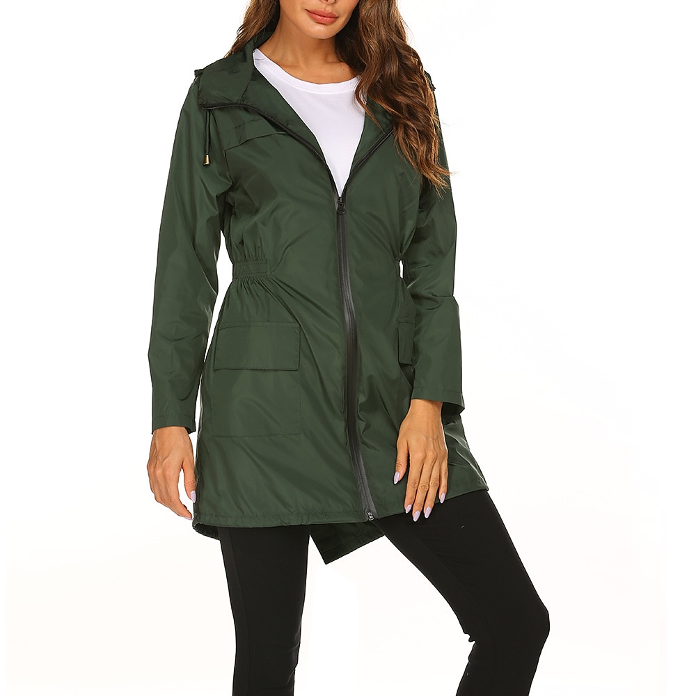 Women's Hiking Raincoat Waterproof Hiking Jacket Rain Jacket Spring Winter Outdoor Thermal Warm Waterproof Windproof Quick Dry Outerwear Coat Top Fishing Climbing Casual Black Navy Blue Dark Green 2026 - $36.99 –P5