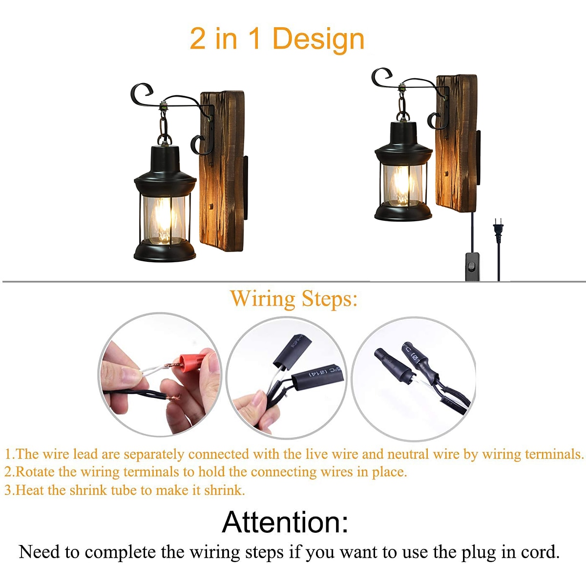Lightinthebox светодиодный настенный светильник винтажный ретро деревянный металл живопись цветной настенный светильник бра светильник с вилкой длиной 6 футов и выключателем вилка 2026 - $113.99 –P5
