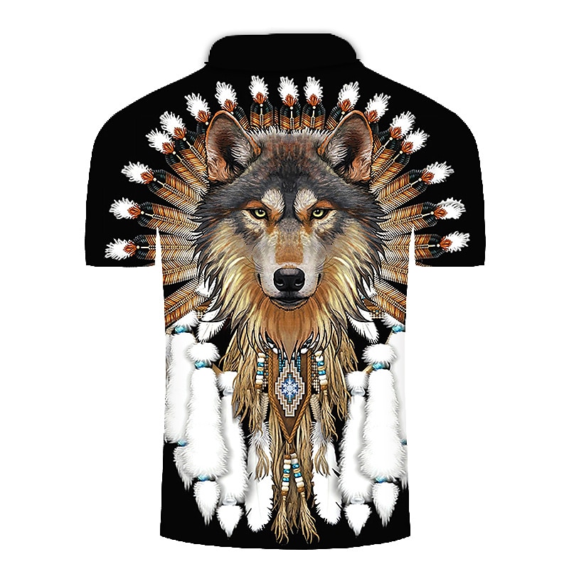 Herren Wolf Poloshirts Golfshirt Kurzarm Polo-Shirts Hemden mit Kragen Lässig Lustig Streetwear Urlaubskleidung Party-Outfits Knöpfe 3D-Druck Schwarz Rote Blau 2025 - $22.99 –P1