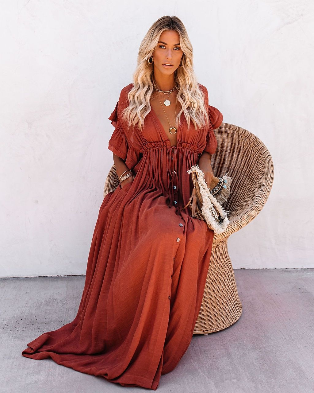 Női Keki zöld Narancssárga Rust Red Fekete Nyár Tavasz Ősz Hosszú ruha Maxi ruha Vászon ihletésű ruhák hétköznapi ruha Swing ruha Boho Tengerpart Laza öltözet Tiszta szín V-alakú 2025 - $32.99 –P11