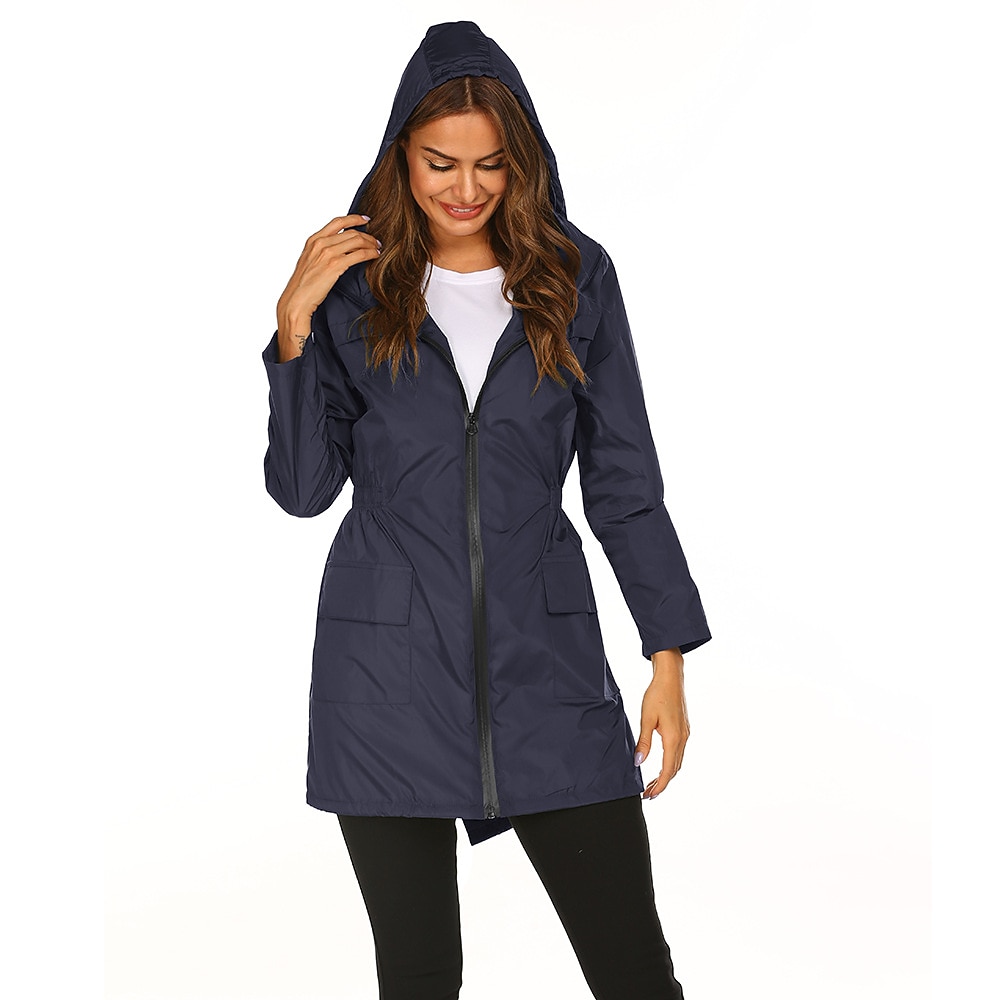 Women's Hiking Raincoat Waterproof Hiking Jacket Rain Jacket Spring Winter Outdoor Thermal Warm Waterproof Windproof Quick Dry Outerwear Coat Top Fishing Climbing Casual Black Navy Blue Dark Green 2026 - $36.99 –P16