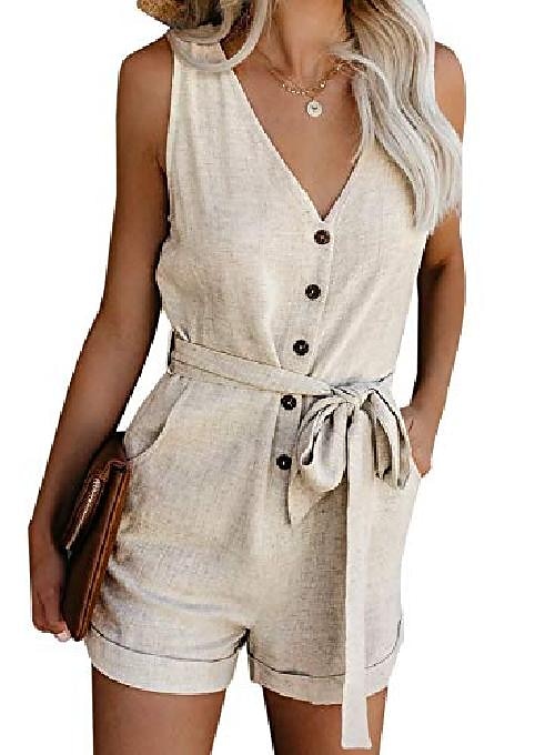 Pockets solid sleeveless holiday 2024 jumpsuits