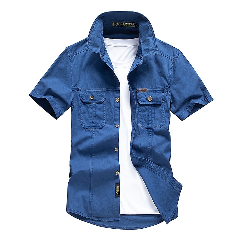 Voor heren Overhemd Werkkleding shirts Werkhemden Overhemd met knopen Cargoshirt Zwart Geel Leger Groen blauw Khaki Korte mouw Effen Kraag Strijkijzer Casual Dagelijks Button-omlaag Kleding 100 2025 - $30.99 –P4