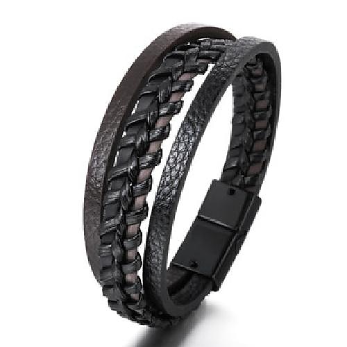 håndvevde smykke smykker fra flere lag fra lager, etnisk stil retro legering magnetisk spenne skinn armbånd 2025 - $6.99 –P14