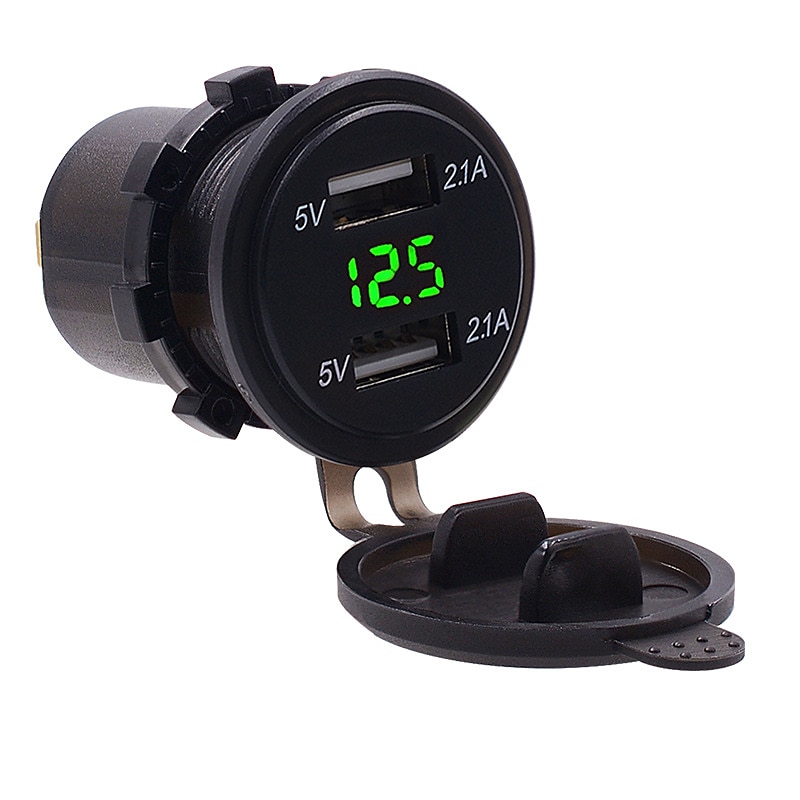 Dubbele USB Auto Lader Stopcontact Adapter - Waterdicht 5V 4.2A Snellader voor Mobiele Telefoons met Voltmeter  10A Veilige voor 12-24V Auto Boot Motorfiets 2025 - $17.99 –P8