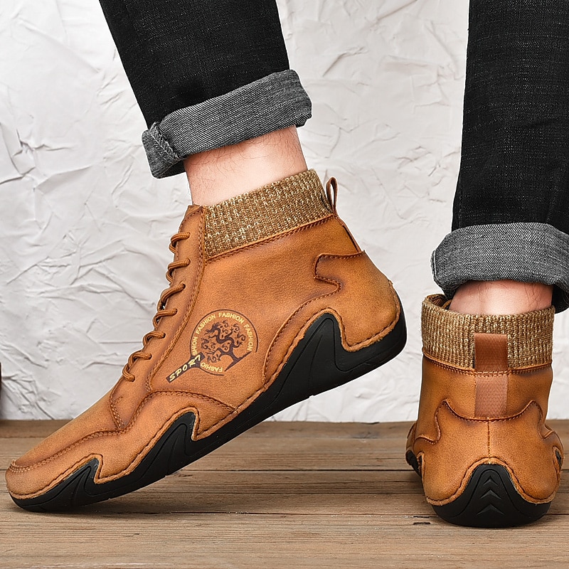 męskie buty vintage z wysoką cholewką – sznurowane, codzienne buty outdoorowe z antypoślizgową podeszwą do wędrówek i codziennego noszenia 2025 - $42.99 –P4