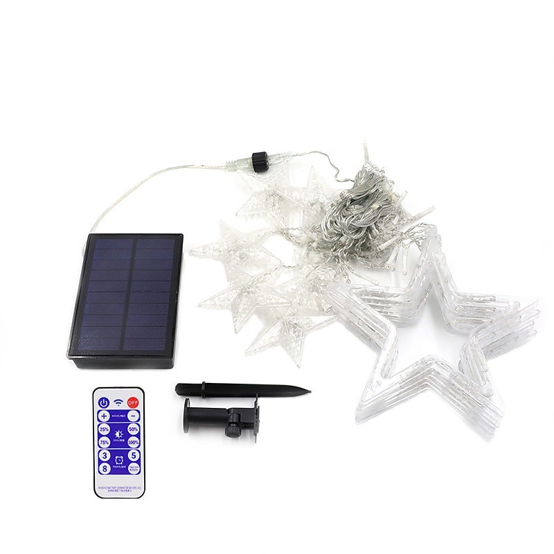 Luzes ao Ar Livre Solar LED Luzes de Cordão Cortina à Prova d'Água 3.5M Decoração Fairy Star Atmosfera Iluminação para Casamento Jardim Pátio Decoração Colorida com Controle Remoto de 2026 por $45.99 –P8