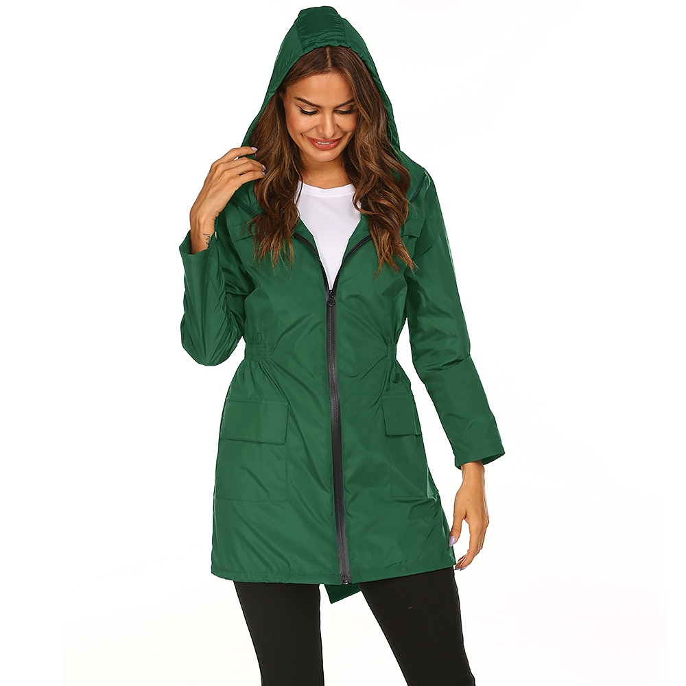 Women's Hiking Raincoat Waterproof Hiking Jacket Rain Jacket Spring Winter Outdoor Thermal Warm Waterproof Windproof Quick Dry Outerwear Coat Top Fishing Climbing Casual Black Navy Blue Dark Green 2026 - $36.99 –P3
