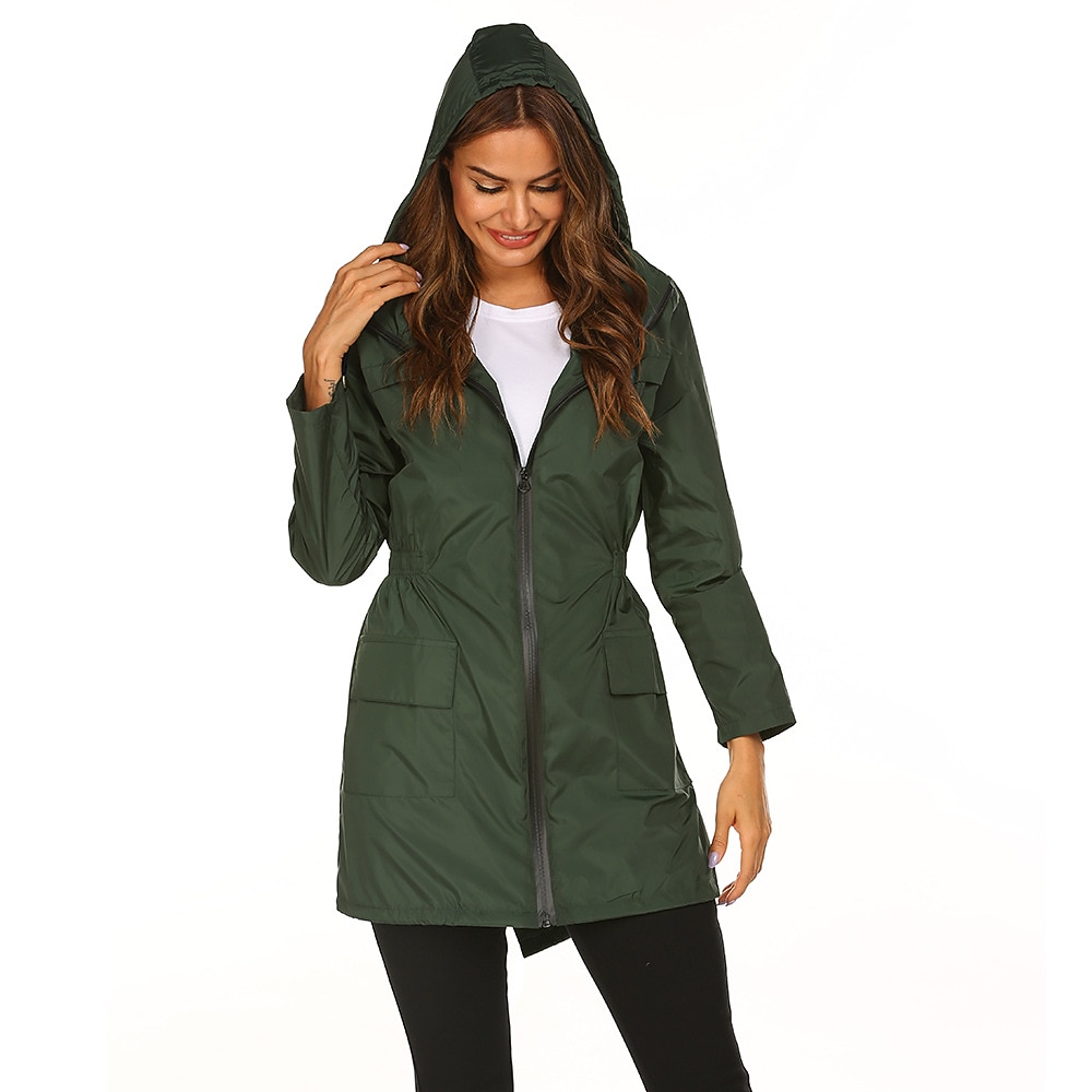 Women's Hiking Raincoat Waterproof Hiking Jacket Rain Jacket Spring Winter Outdoor Thermal Warm Waterproof Windproof Quick Dry Outerwear Coat Top Fishing Climbing Casual Black Navy Blue Dark Green 2026 - $36.99 –P8