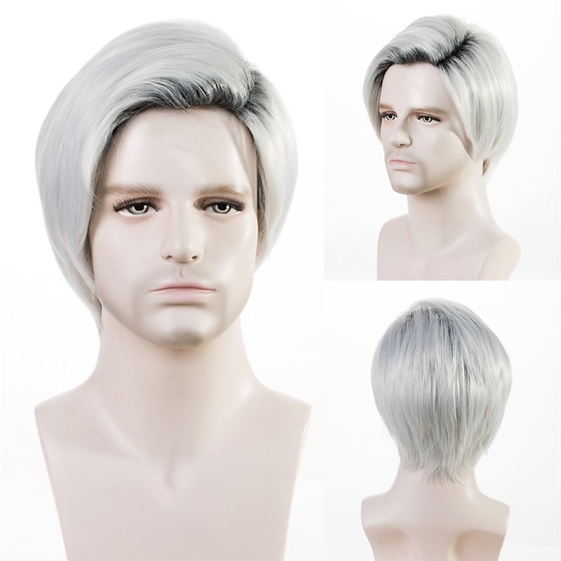 Herren kurze gerade Perücke hitzebeständige Synthetikperücke für männliche Flauschigkeit realistische natürliche Kopfbedeckung Perücken ombre grau /braun /blond 2026 - $16.49 –P6