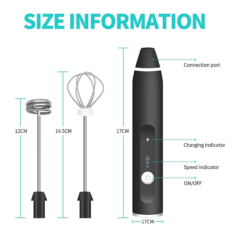 Milk Frother Handheld with 3 Heads Coffee Whisk Foam Mixer with USB Rechargeable 3 Speeds Electric Mini Hand Blender for Latte Cappuccino Hot Chocolate Egg 2025 - $23.99 –P2