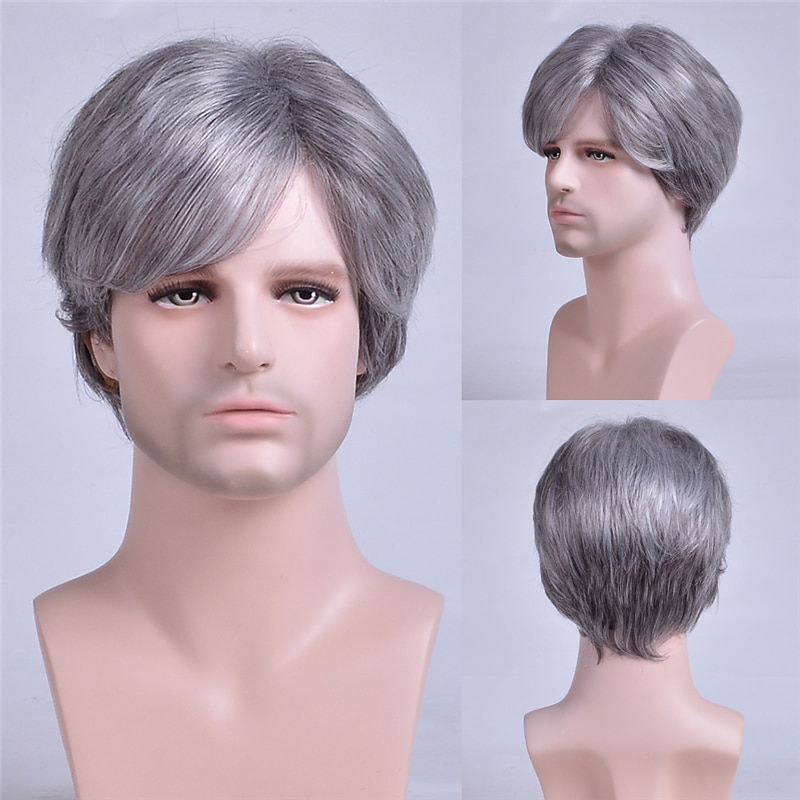 Herren kurze gerade Perücke hitzebeständige Synthetikperücke für männliche Flauschigkeit realistische natürliche Kopfbedeckung Perücken ombre grau /braun /blond 2026 - $16.49 –P8