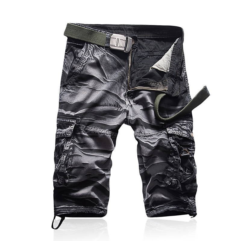 Herr Taktiska shorts Cargo-shorts Camo Shorts Sommarshorts Ensfärgat Kamouflage Ripstop Andningsfunktion Sport & Utomhus Militär Svart Armégrön 2025 - $21.99 –P9
