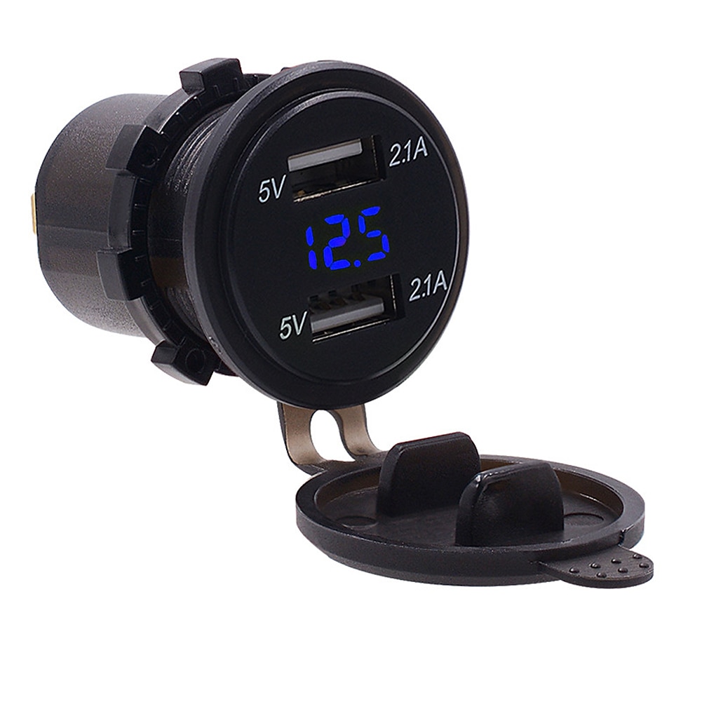 Dubbele USB Auto Lader Stopcontact Adapter - Waterdicht 5V 4.2A Snellader voor Mobiele Telefoons met Voltmeter  10A Veilige voor 12-24V Auto Boot Motorfiets 2025 - $17.99 –P14