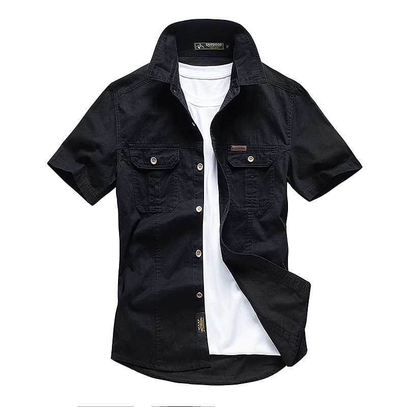 Voor heren Overhemd Werkkleding shirts Werkhemden Overhemd met knopen Cargoshirt Zwart Geel Leger Groen blauw Khaki Korte mouw Effen Kraag Strijkijzer Casual Dagelijks Button-omlaag Kleding 100 2025 - $30.99 –P1