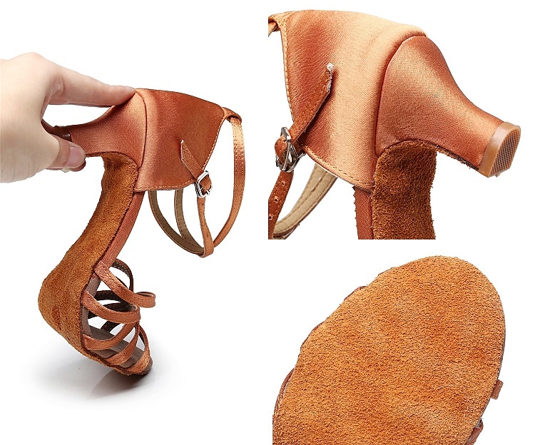 Women's Satin Latin Dance Shoes with Strappy Design and Kitten Heels - Ballroom Dance Sandals for Salsa, Tango, and Rumba 2025 - $24.99 –P3
