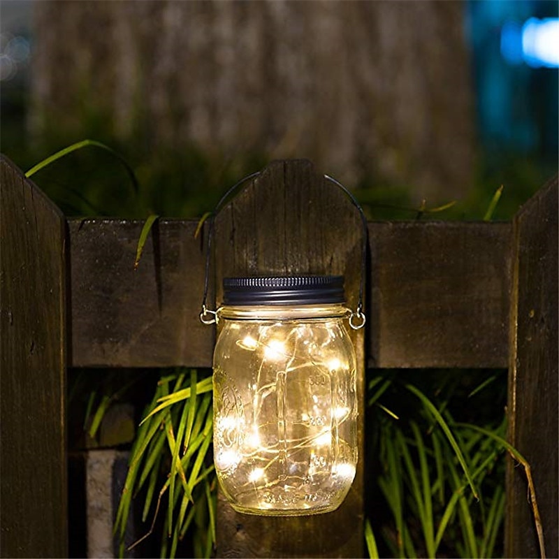 elegant bryllupsfest mottakelse solcelle murer krukke lokk strenglys - vanntette utendørs fe ildflue lys for uteplass, hage, festdekor 6 sett 2025 - $15.99 –P3