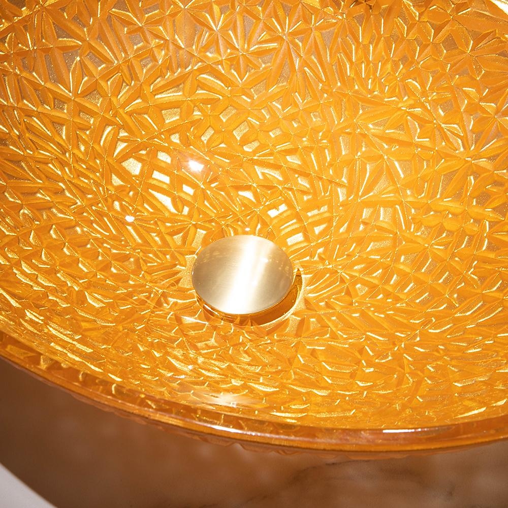 Modern Luxury Art Orange Oval Die Cast Glass Wash Basin With Faucet, Basin Holder And Drain 2025 - $404.99 –P12