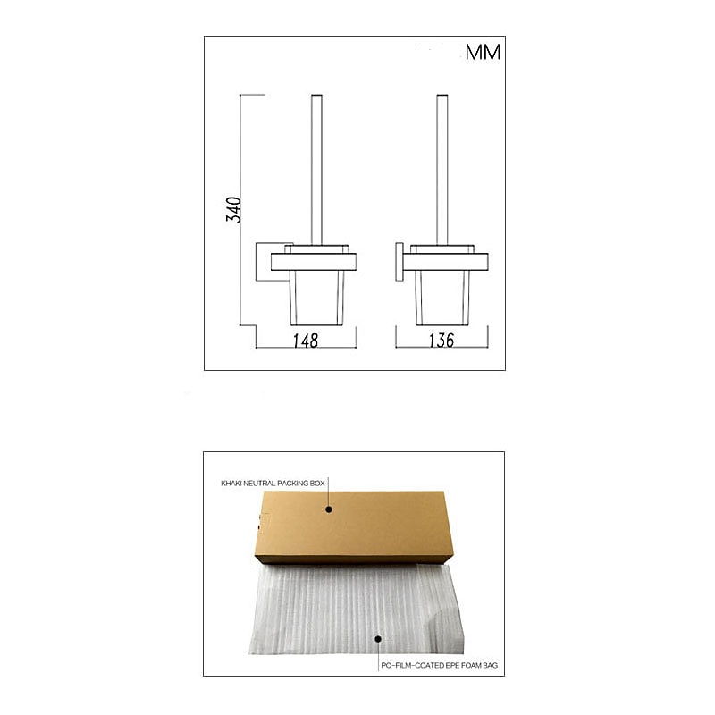 toalettbørsteholder sett ny design rustfritt stål matt sort toalettbørsteholder veggmontert 1stk 2025 - $59.99 –P3