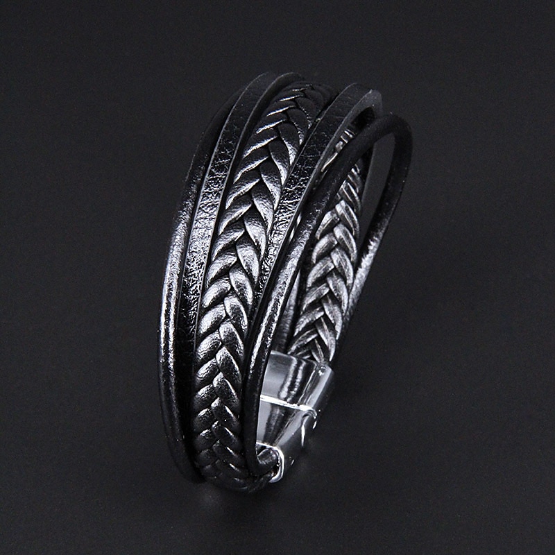 håndvevde smykke smykker fra flere lag fra lager, etnisk stil retro legering magnetisk spenne skinn armbånd 2025 - $6.99 –P8