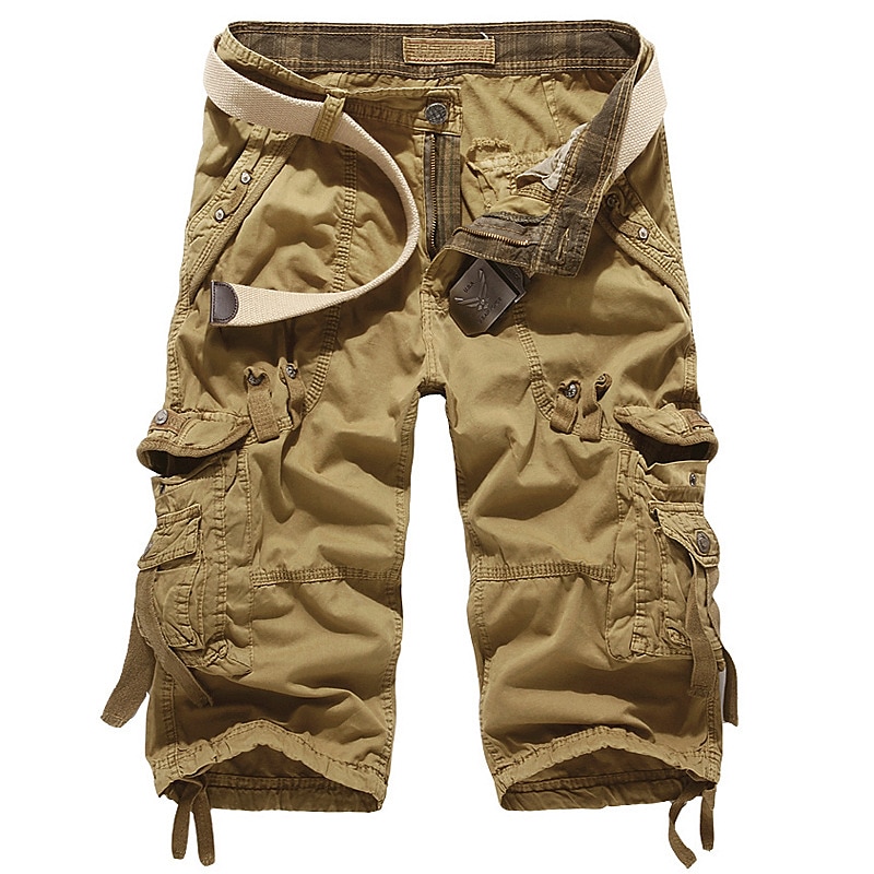 Men's Cargo Shorts Hiking Shorts Leg Drawstring Multi Pocket Multiple Pockets Plain Breathable Outdoor Calf-Length Casual Daily Streetwear Stylish Black Wine Inelastic 2025 - $31.99 –P2