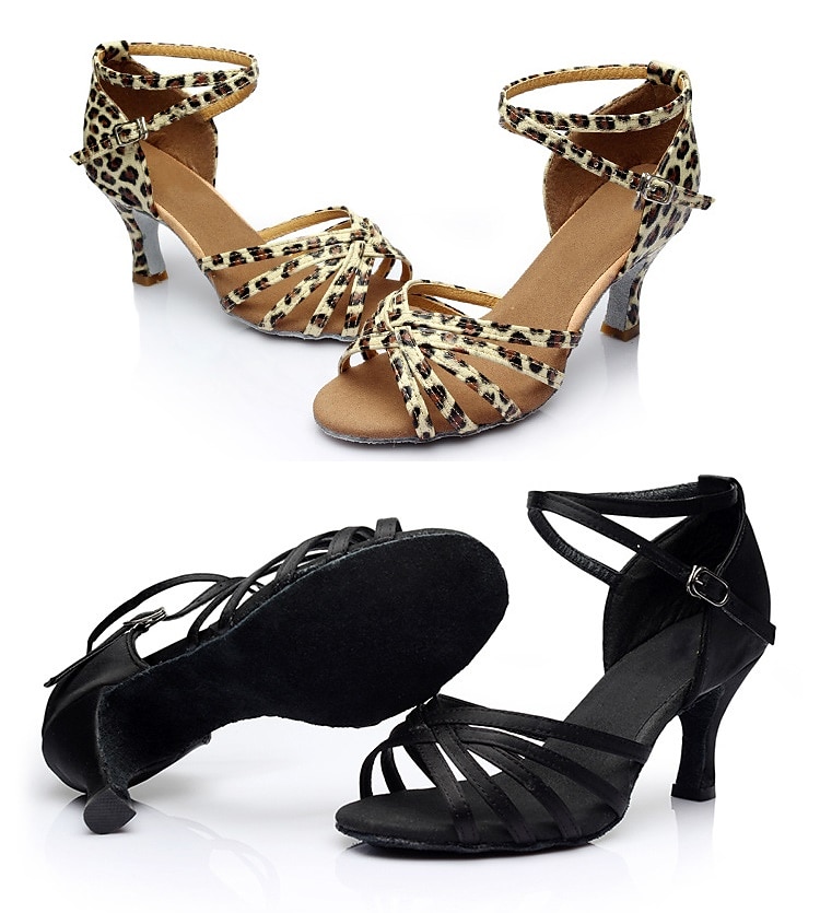 Women's Satin Latin Dance Shoes with Strappy Design and Kitten Heels - Ballroom Dance Sandals for Salsa, Tango, and Rumba 2025 - $24.99 –P5