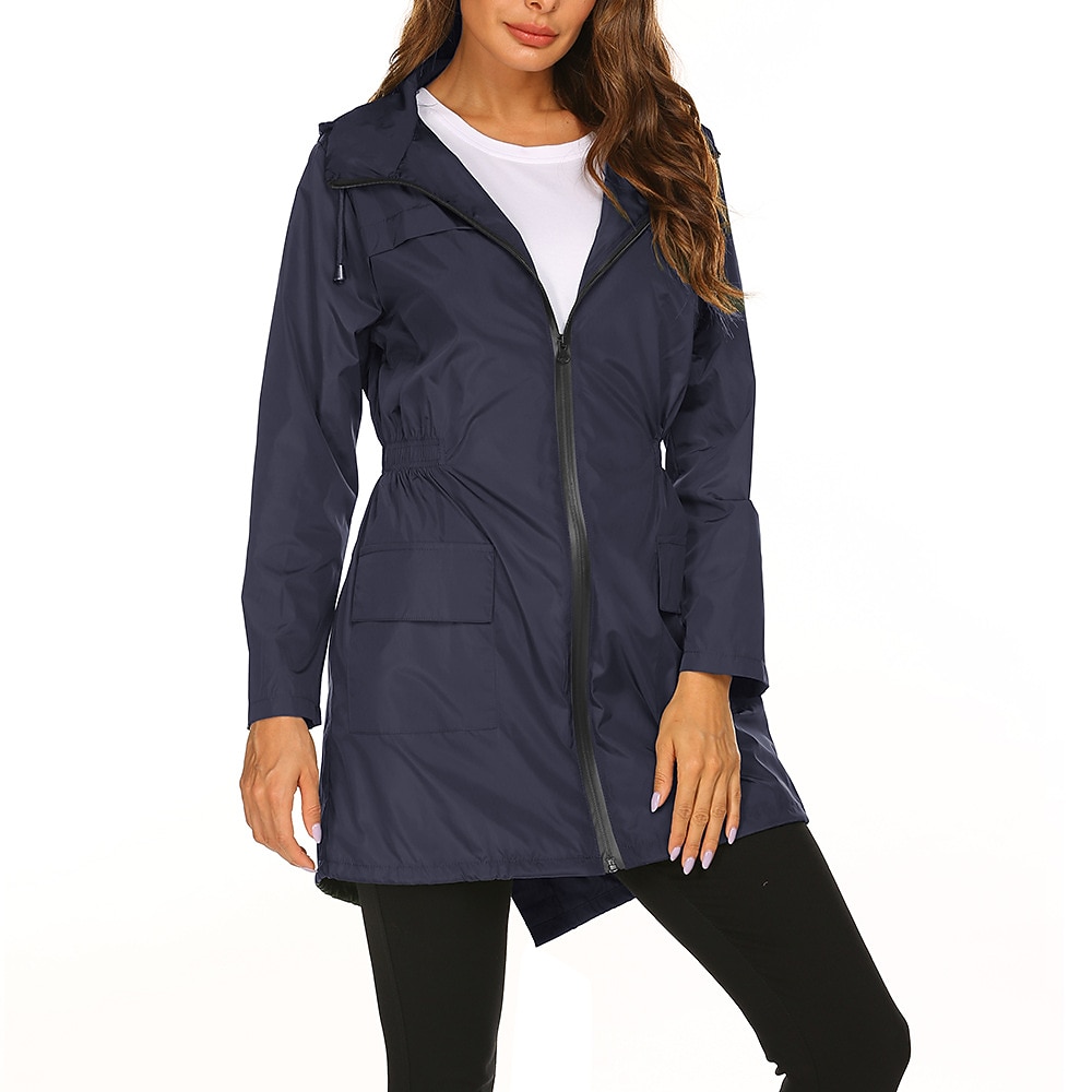 Women's Hiking Raincoat Waterproof Hiking Jacket Rain Jacket Spring Winter Outdoor Thermal Warm Waterproof Windproof Quick Dry Outerwear Coat Top Fishing Climbing Casual Black Navy Blue Dark Green 2026 - $36.99 –P14