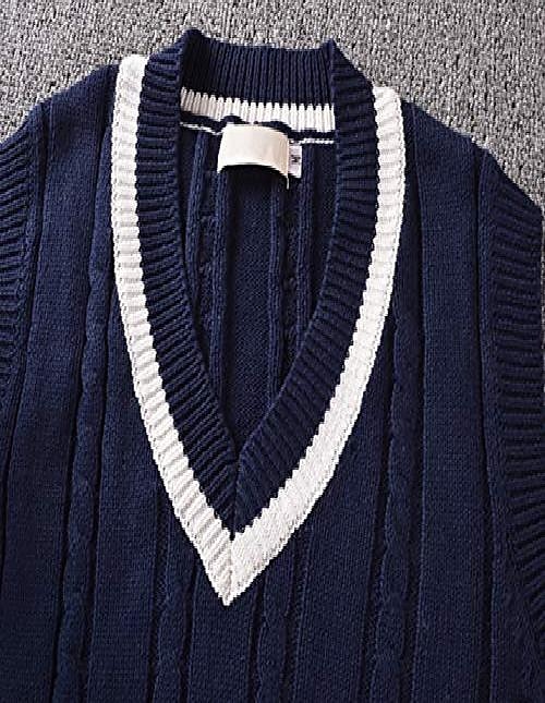 Women's Sweater Vest V Neck Cable Knit Polyester Knitted Fall Winter Cropped School Daily Holiday Basic Casual Sleeveless Solid Color Navy White Red S M L 2023 - US $27.99 –P2