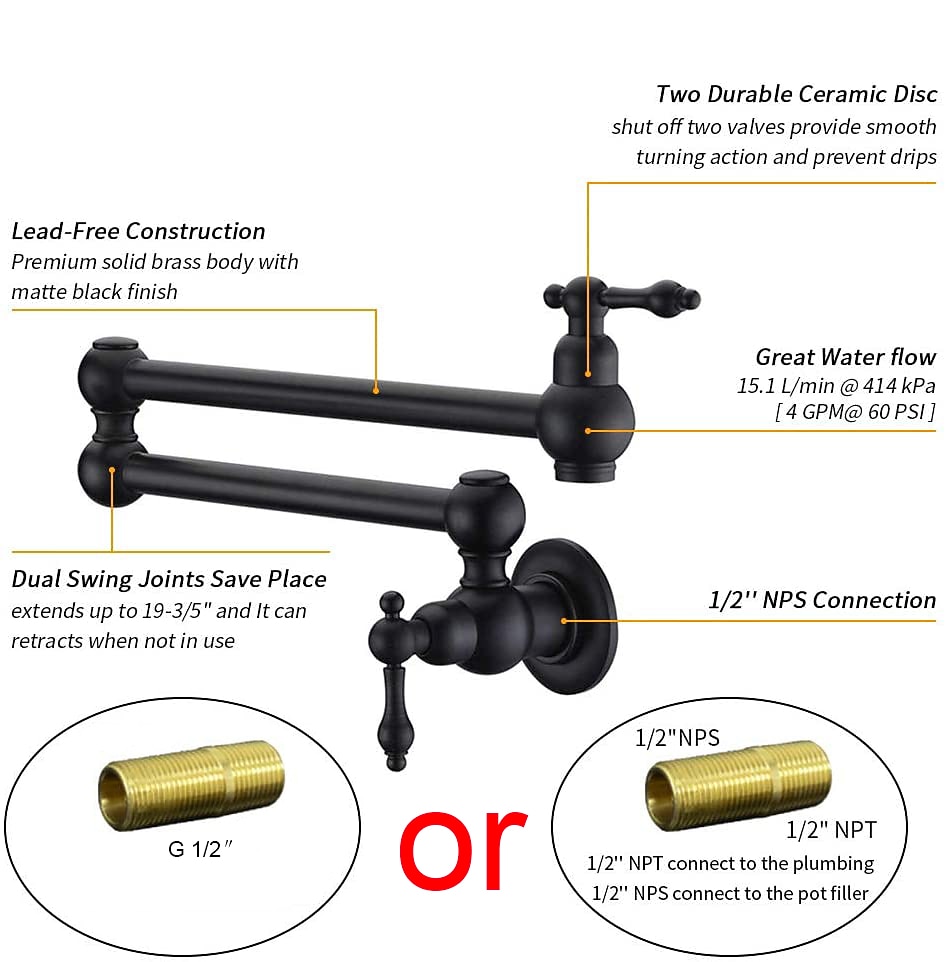 Two Handles One Hole Kitchen Faucet Painted Finishes Pot Filler Wall Mounted Bathroom Sink Faucet Collapsible Only Cold Water 2026 - $263.99 –P6