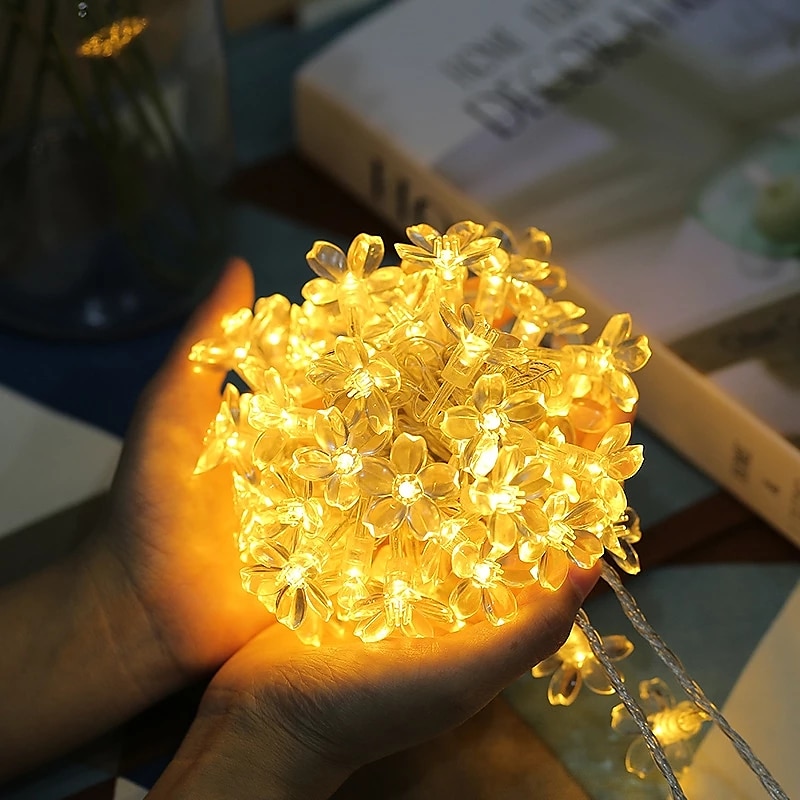 LED luz de fada da flor de cerejeira corda de 10 m à prova d 'água 100 leds luz de fada à prova d' água flores de cristal flores guirlanda decoração de casamento ao ar livre de 2025 por $21.99 –P10
