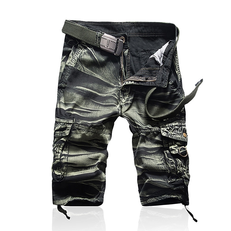 Herr Taktiska shorts Cargo-shorts Camo Shorts Sommarshorts Ensfärgat Kamouflage Ripstop Andningsfunktion Sport & Utomhus Militär Svart Armégrön 2025 - $21.99 –P8