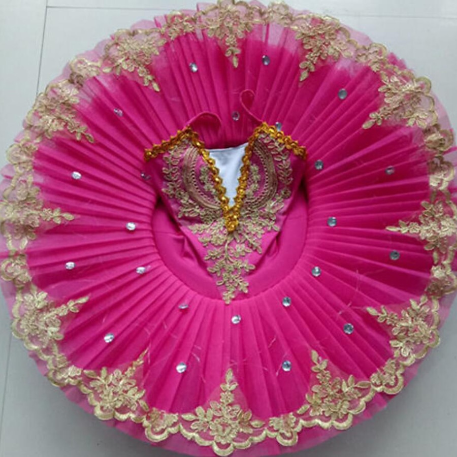 2026年 バレエ チュチュドレス ドレス レース 捺染 プリーツ 女の子 訓練 性能 ノースリーブ ハイウエスト スパンデックス レース チュール  コレクション – $57.99 –P2