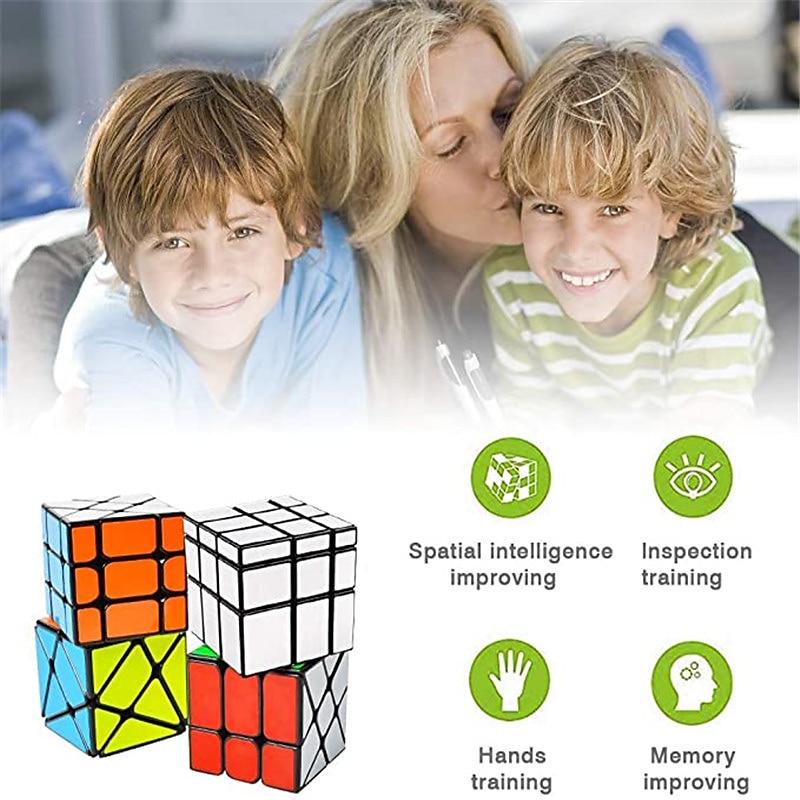 4-Pack QiYi Cube Set - Included 3x3 Fluctuation Angle Puzzle Cube - 2x3 Wheel Puzzle Cube - 3x3 Mirror Puzzle Cube 6 Color - 3x3 Square King Puzzle Cube 2025 - $42.99 –P3