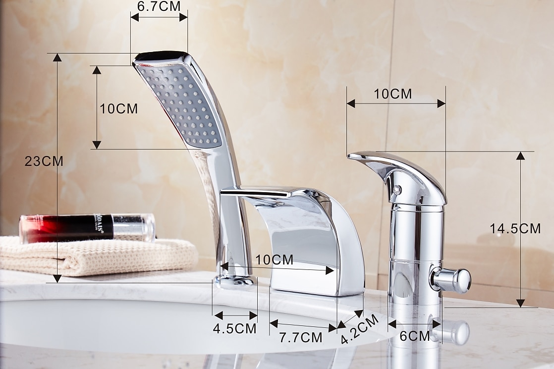 grifo de la bañera - grifos monomando de ducha de baño con válvula de cerámica cromada contemporánea / dos manijas tres agujeros 2025 - $191.99 -P7