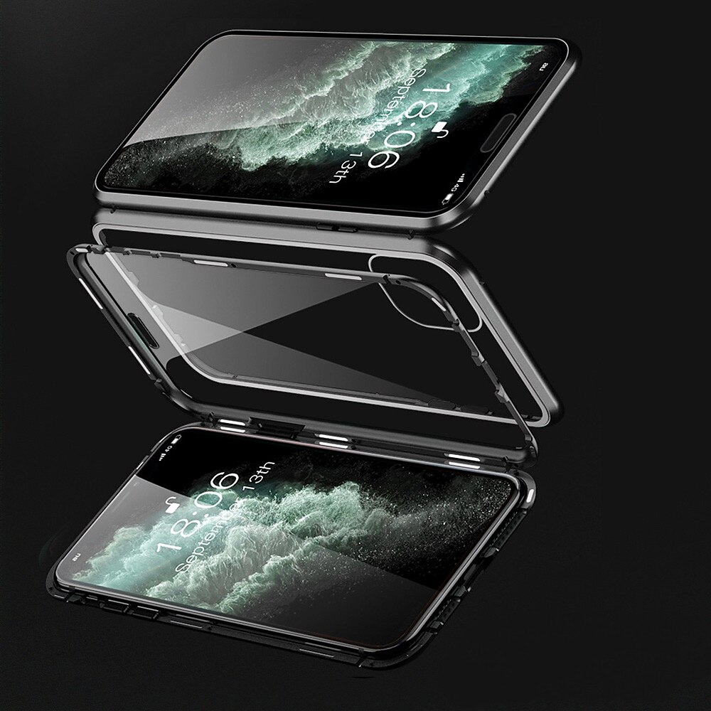 Funda de cristal templado con marco metálico magnético para iPhone 16e 16 15 Pro Max Plus 14 13 12 11 Pro Max Mini X XR XS Max 8 7 Plus – Cubierta clara de cuerpo completo diseño antichoque antip 2025 - $17.99 –P5