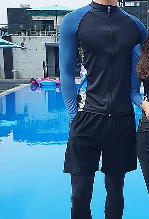 Voor heren Rashguard-badpak UV-zonbescherming UPF50+ Sneldrogend Lange mouw Duikpakken Zwempak 3-stuks Rits Aan De Voorzijde Zwemmen Duiken Surfen Watersport Flora Zomer 2025 - $42.99 –P4