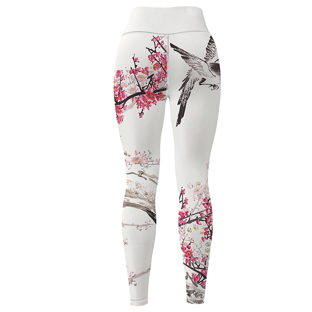 Per donna Pantaloni da yoga Sollevamento glutei Controllo addominale Vita Alta Allenamento in Palestra Corsa Fitness Collant Leggings Uccello Floreale Bianco Autunno Inverno Gli sport Abbigliamento del 2026 a $16.49 –P4