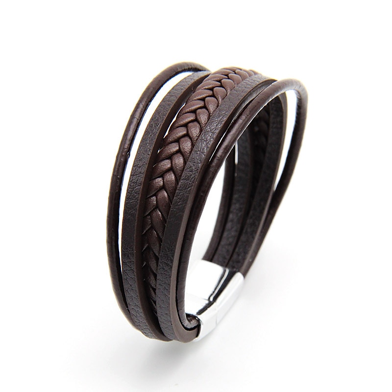 håndvevde smykke smykker fra flere lag fra lager, etnisk stil retro legering magnetisk spenne skinn armbånd 2025 - $6.99 –P11
