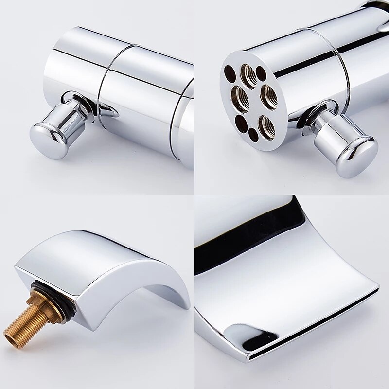 grifo de la bañera - grifos monomando de ducha de baño con válvula de cerámica cromada contemporánea / dos manijas tres agujeros 2025 - $191.99 -P5
