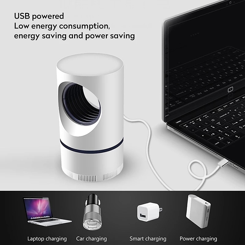 Bugzapper automatische binnen insectenval - uv zwart licht & ventilator muggen, fruitvliegen & muggen killer met usb oplaadbaar 2025 - $13.99 –P11